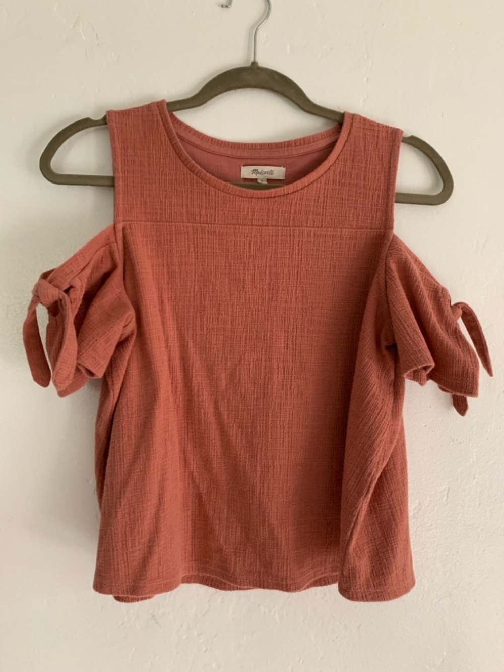 Madewell Dusty Rose Cold-Shoulder Tank with Tie Sleeves